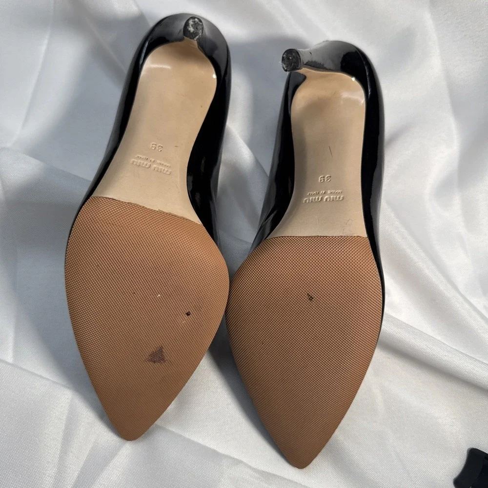 Mui Mui Black Suede High Heel Shoes Sz 39 - Picture 7 of 12